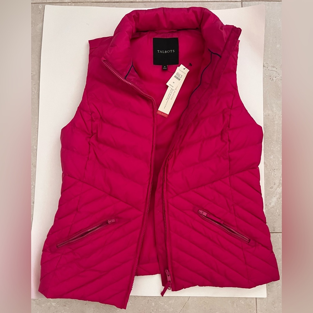 Talbots The puffer down vest Medium fuchsia NWT